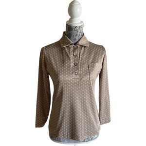VINTAGE 70s Polyester Polo Printed Popover Shirt